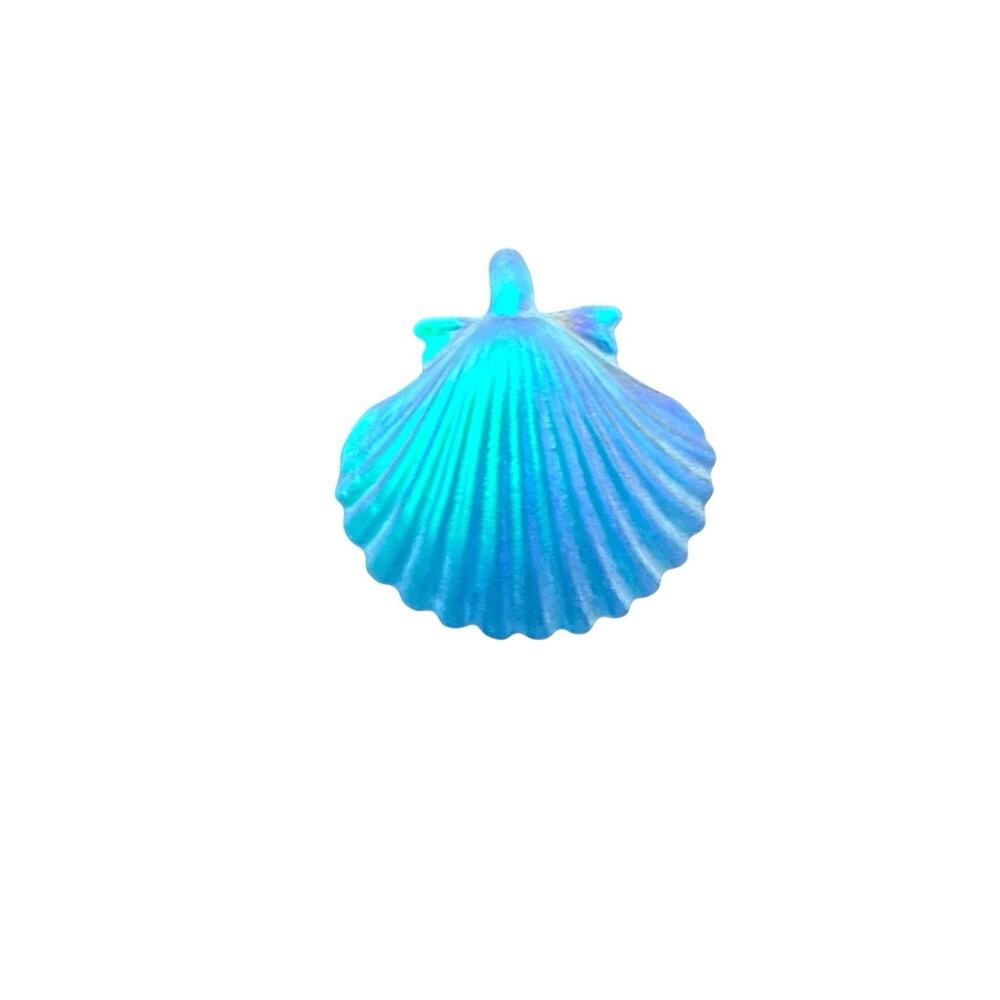 New Electric Blue Scallop Signed LE Pâté de Verre Glass Pendant Gregory Burgard - Picture 4 of 10
